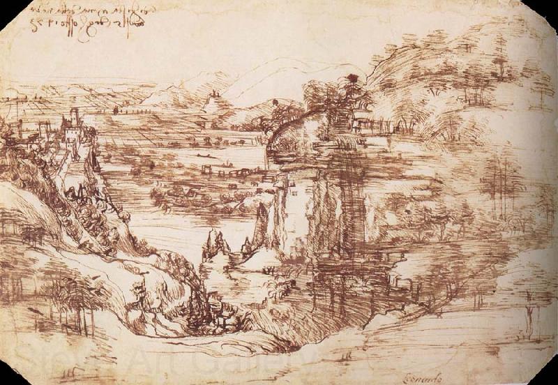 LEONARDO da Vinci Landscape in the Arnotal